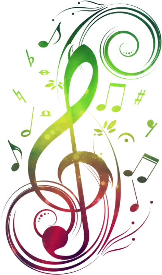 Colorful Musical Notesand Clefs PNG image