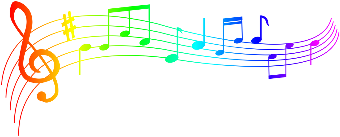 Colorful Musical Noteson Staff PNG image