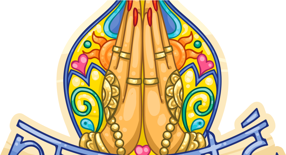 Colorful Namaste Gesture Illustration PNG image