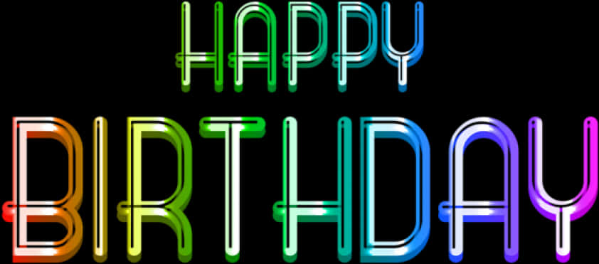 Colorful Neon Happy Birthday Text PNG image
