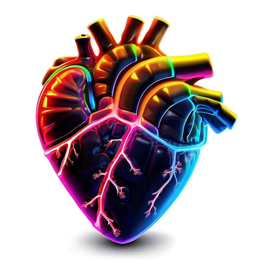 Colorful Neon Heart Png 06122024 PNG image