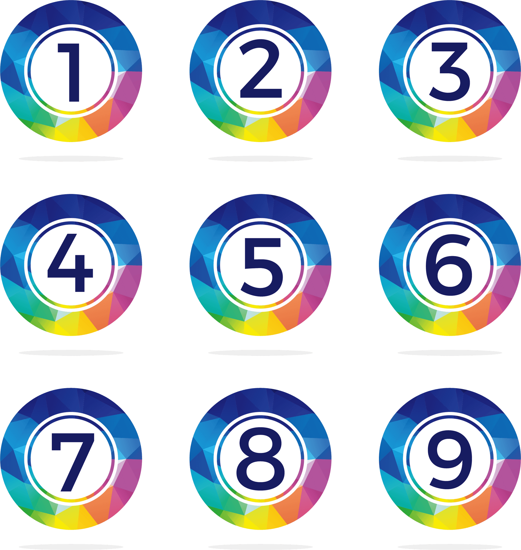 Colorful Numbers1to9 PNG image