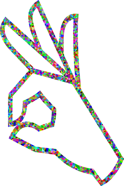 Colorful O K Gesture Outline PNG image