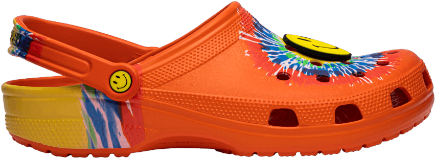 Colorful Orange Crocswith Jibbitz PNG image