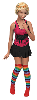 Colorful Outfit3 D Rendered Girl PNG image