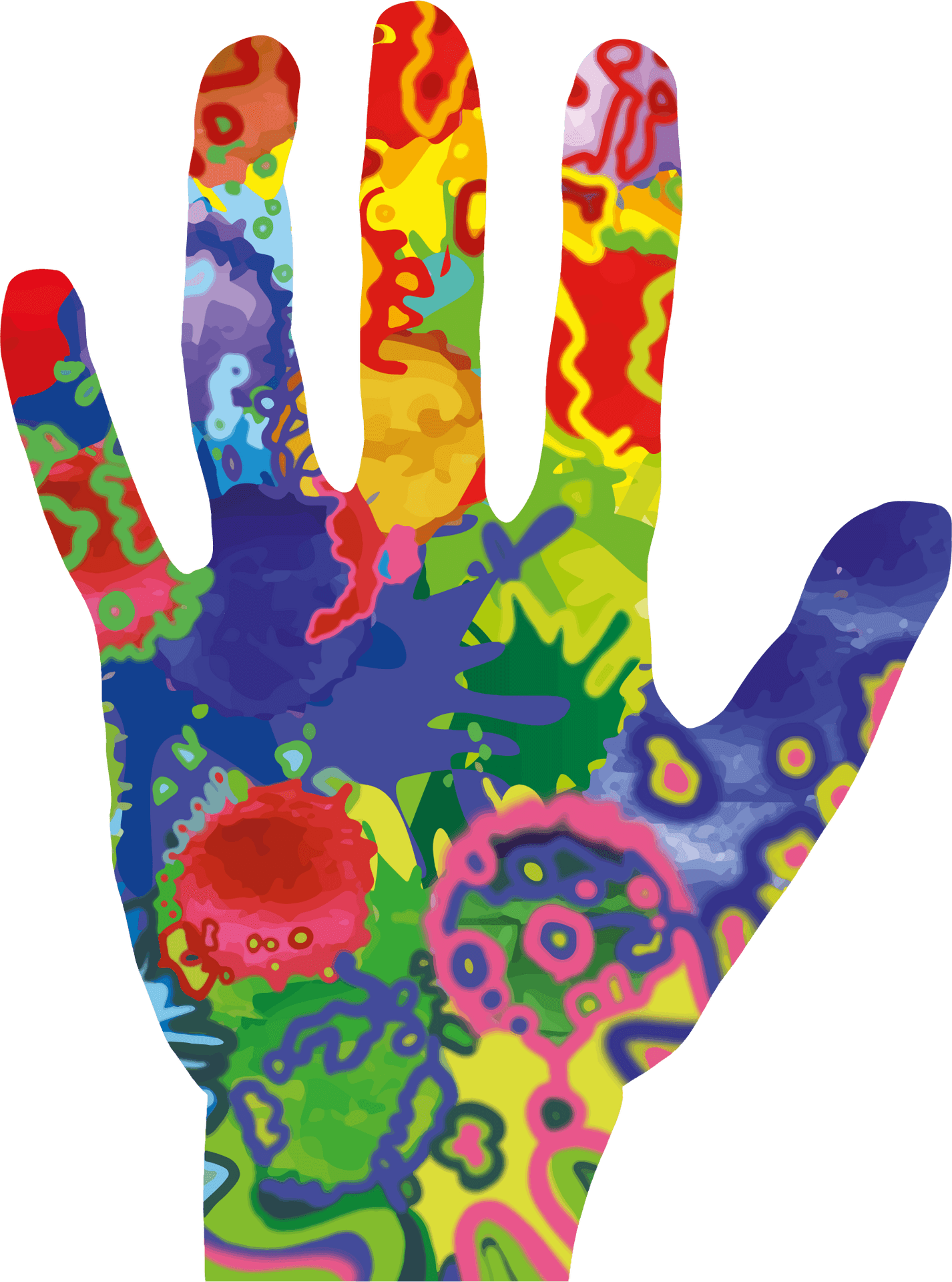 Colorful Painted Hand Clipart PNG image