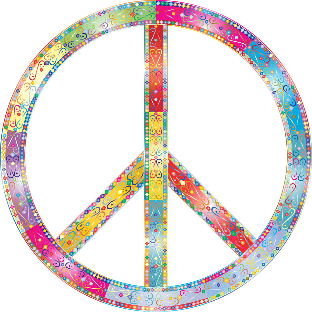 Colorful Paisley Peace Symbol PNG image