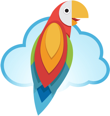 Colorful Parrot Rocket Illustration PNG image