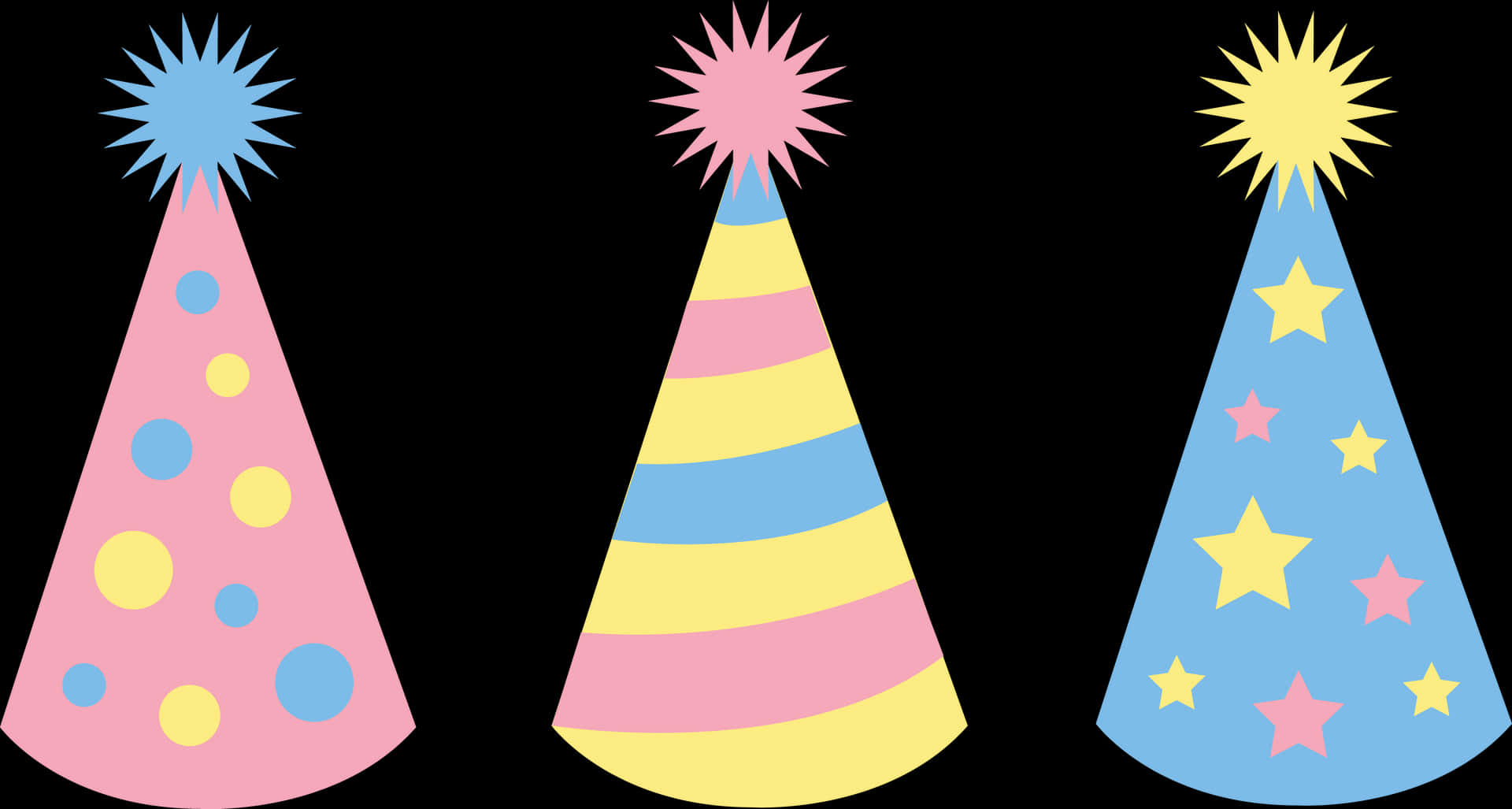 Colorful Party Hats Vector Illustration PNG image