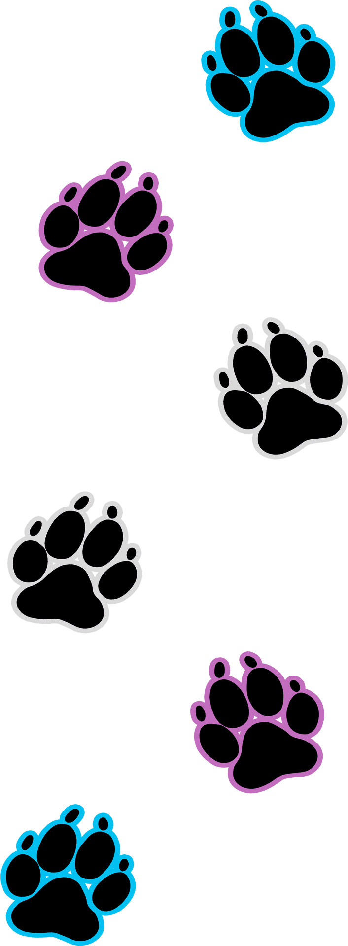 Colorful Paw Prints Pattern PNG image