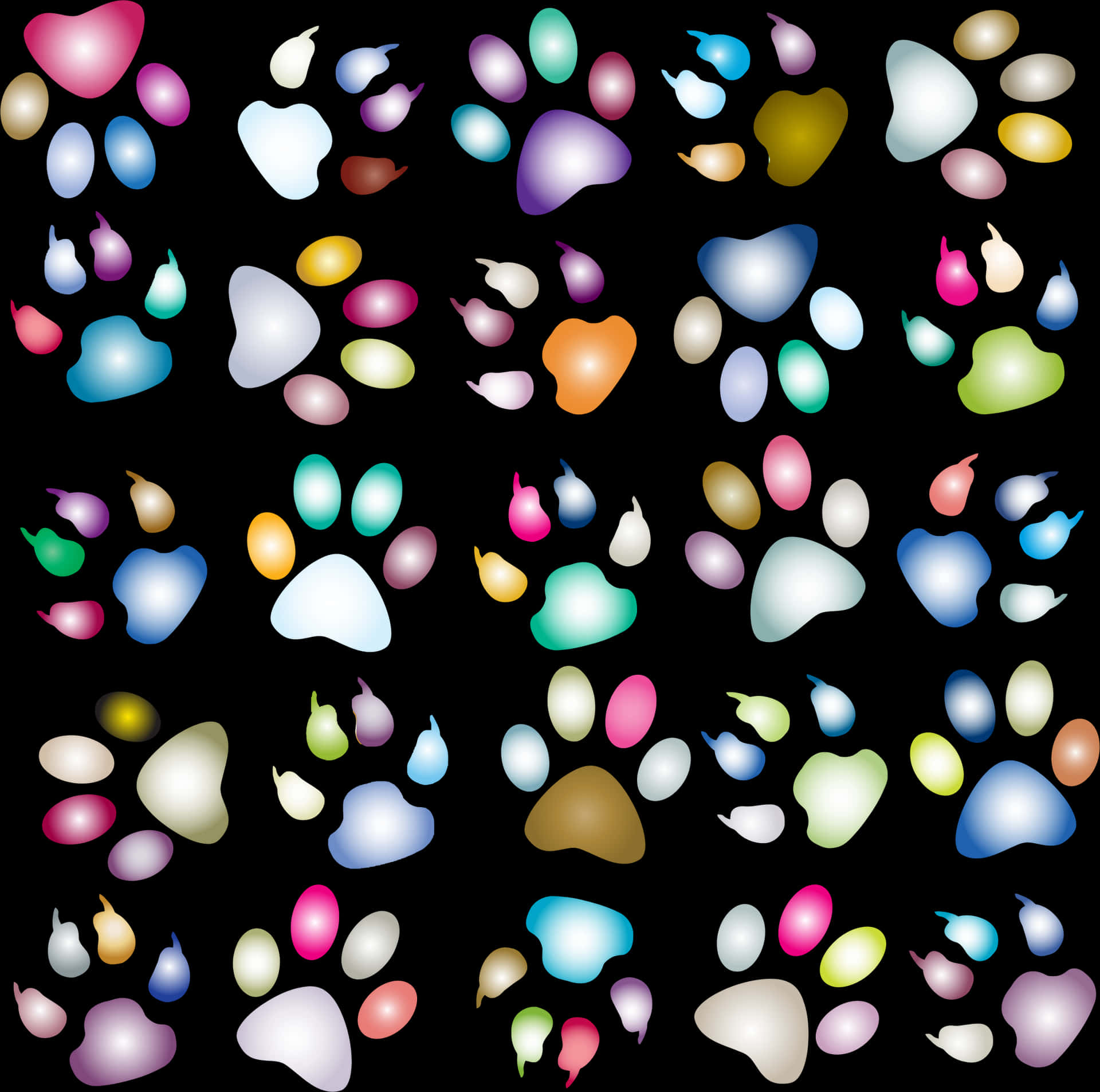 Colorful Paw Prints Pattern PNG image