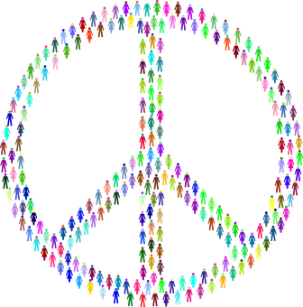 Colorful Peace Sign Human Figures PNG image