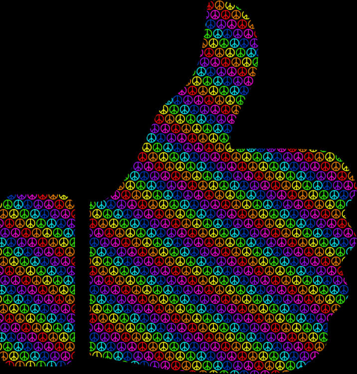 Colorful Peace Sign Thumbs Up PNG image