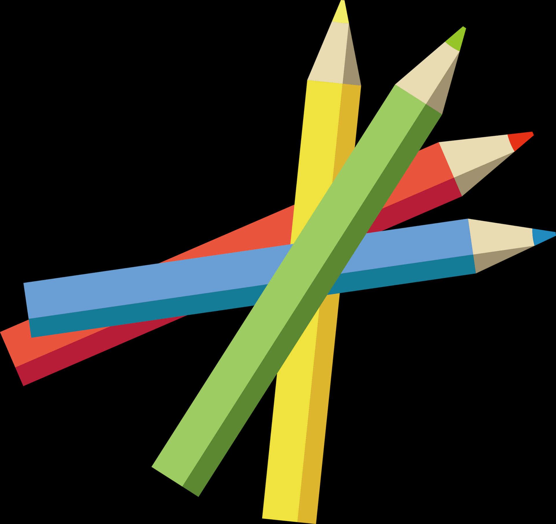 Colorful Pencils Crossed Graphic PNG image