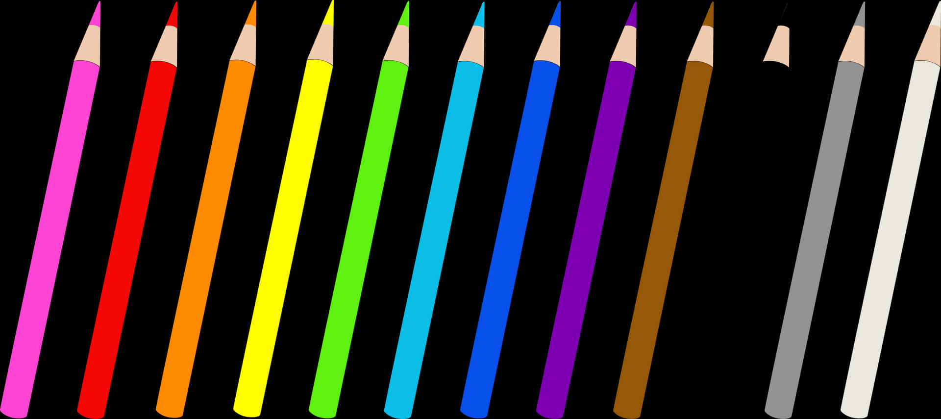 Colorful_ Pencils_in_a_ Row PNG image