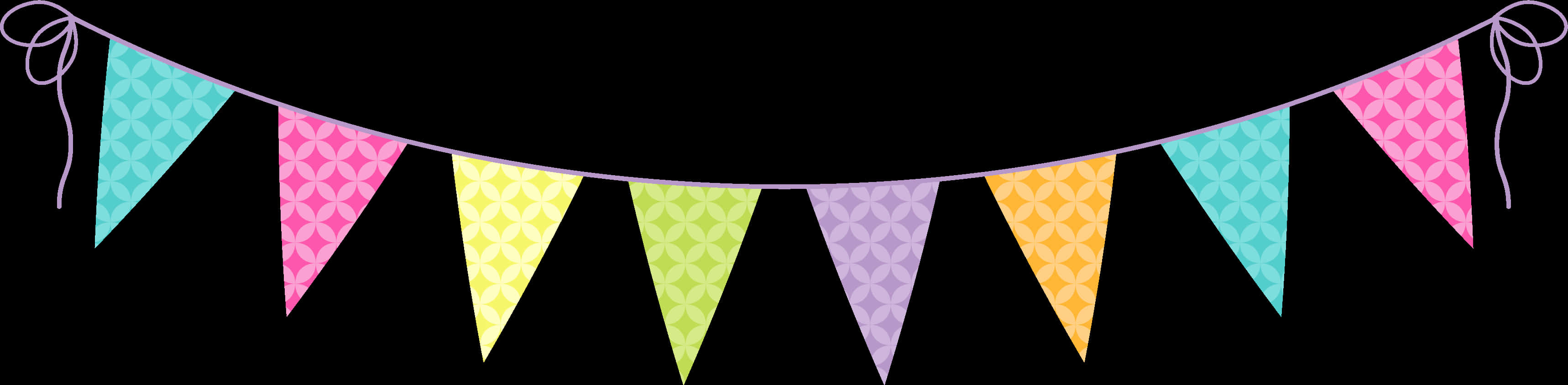 Colorful Pennant Banner Black Background PNG image