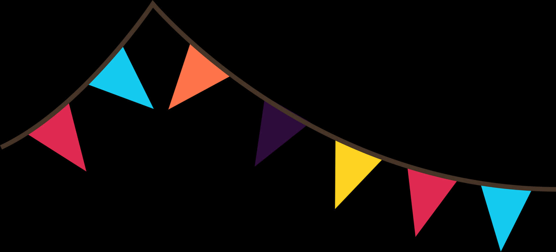 Colorful Pennant Banner Black Background PNG image