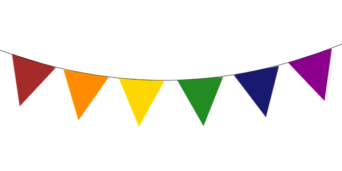 Colorful Pennant Banner Black Background PNG image