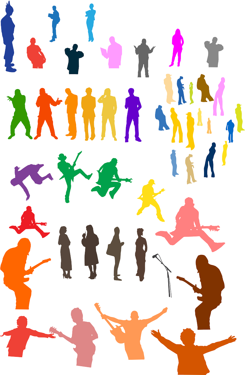 Colorful_ People_ Silhouettes_ Collection PNG image