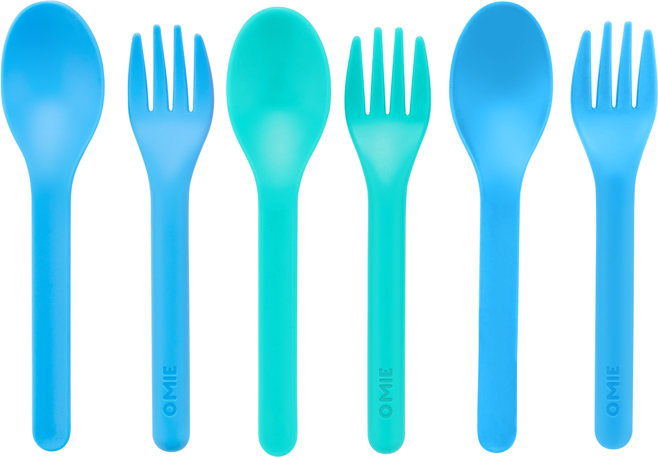 Colorful Plastic Forksand Spoons PNG image