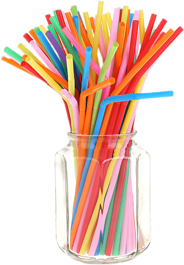 Colorful Plastic Strawsin Glass Jar PNG image