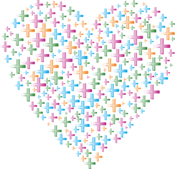 Colorful Plus Sign Heart Pattern PNG image