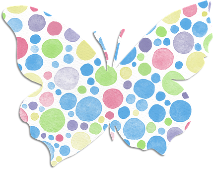 Colorful Polka Dot Butterfly Illustration PNG image