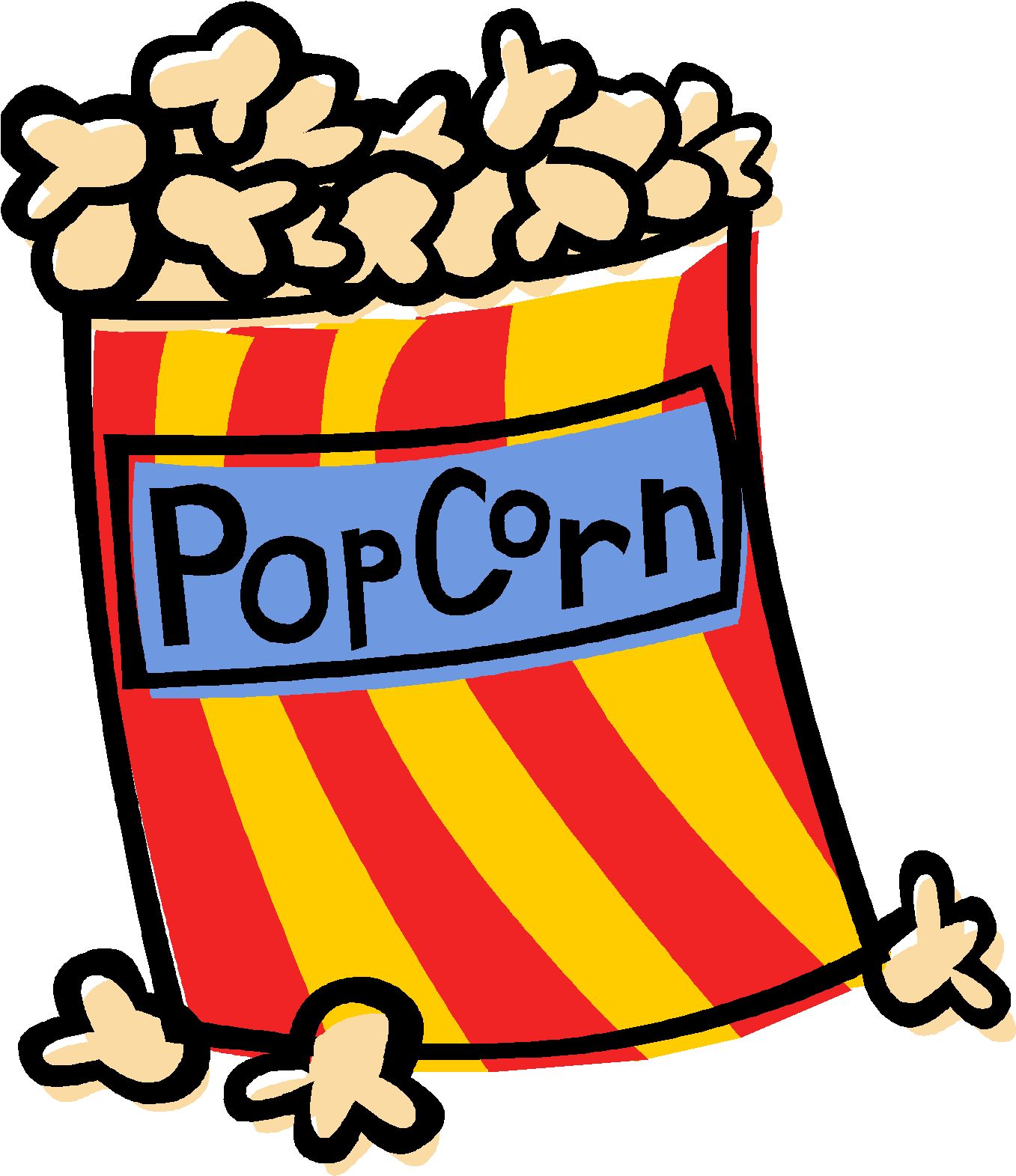 Colorful Popcorn Bucket Cartoon PNG image