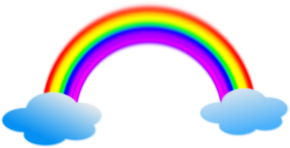 Colorful Rainbow With Clouds PNG image