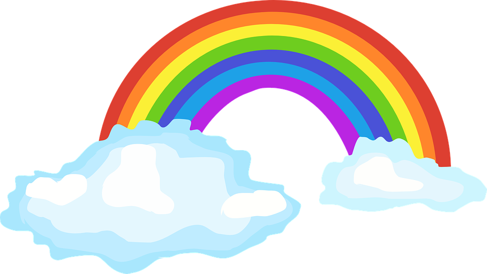 Colorful Rainbowand Clouds Illustration PNG image