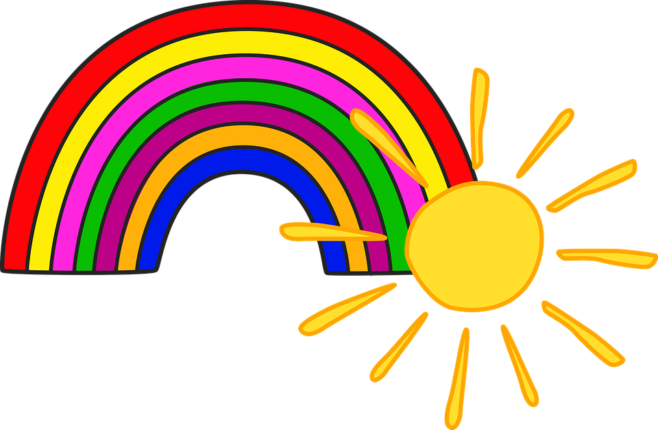 Colorful Rainbowand Sun Illustration PNG image