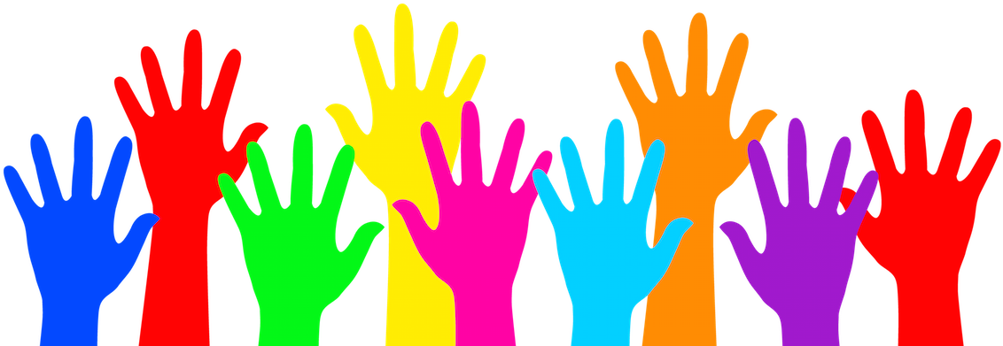 Colorful Raised Hands Celebration PNG image