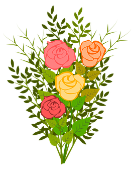 Colorful_ Rose_ Bouquet_ Illustration PNG image