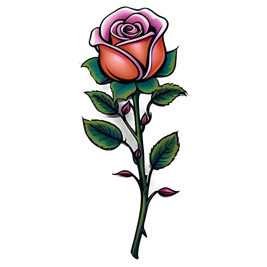 Colorful Rose Tattoo Illustration Png 21 PNG image