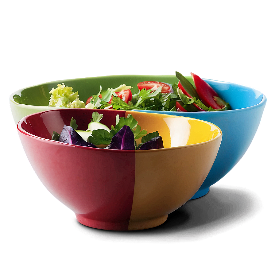 Colorful Salad Bowl Set Png 06202024 PNG image