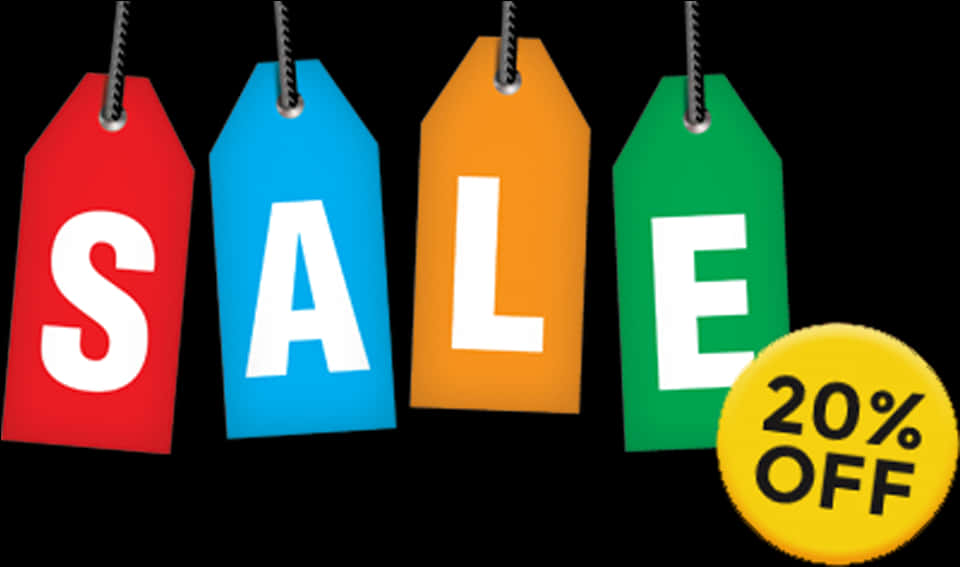 Colorful Sale Tags20 Percent Off Promotion PNG image