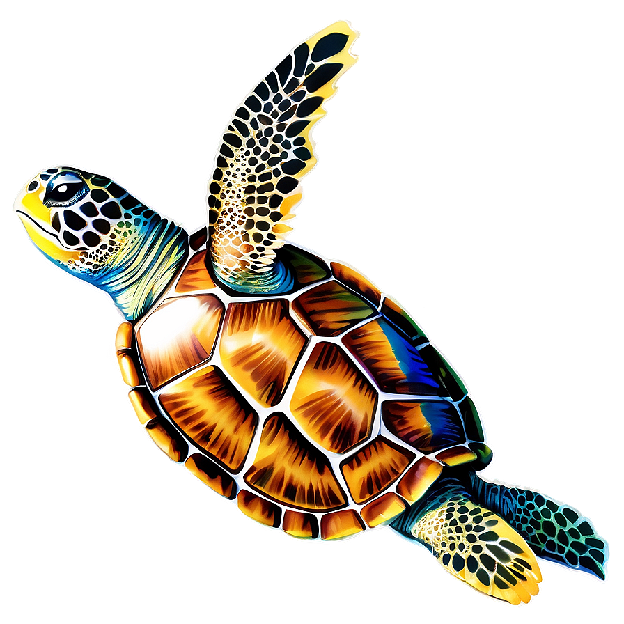 Colorful Sea Turtle Art Png 05242024 PNG image