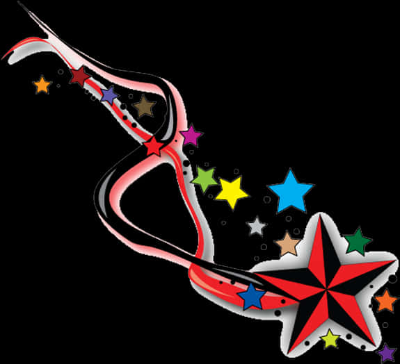 Colorful Shooting Star Graphic PNG image