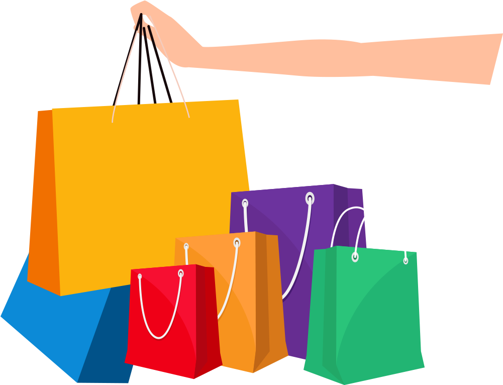 Colorful Shopping Bags Graphic PNG image