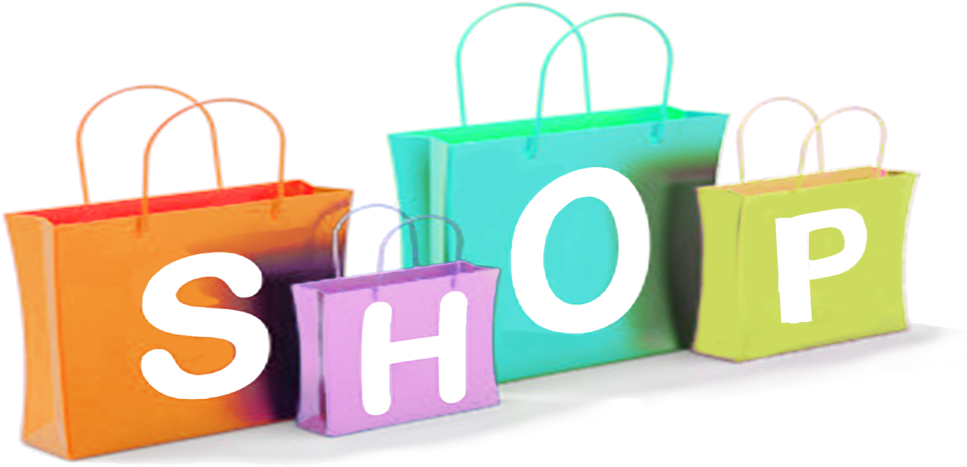 Colorful Shopping Bags With Shop Text PNG image