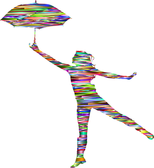 Colorful Silhouette Umbrella Dance.jpg PNG image