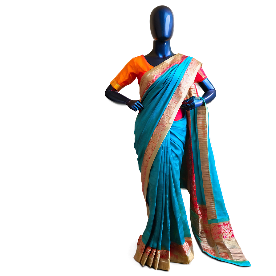 Colorful Silk Saree Png 14 PNG image