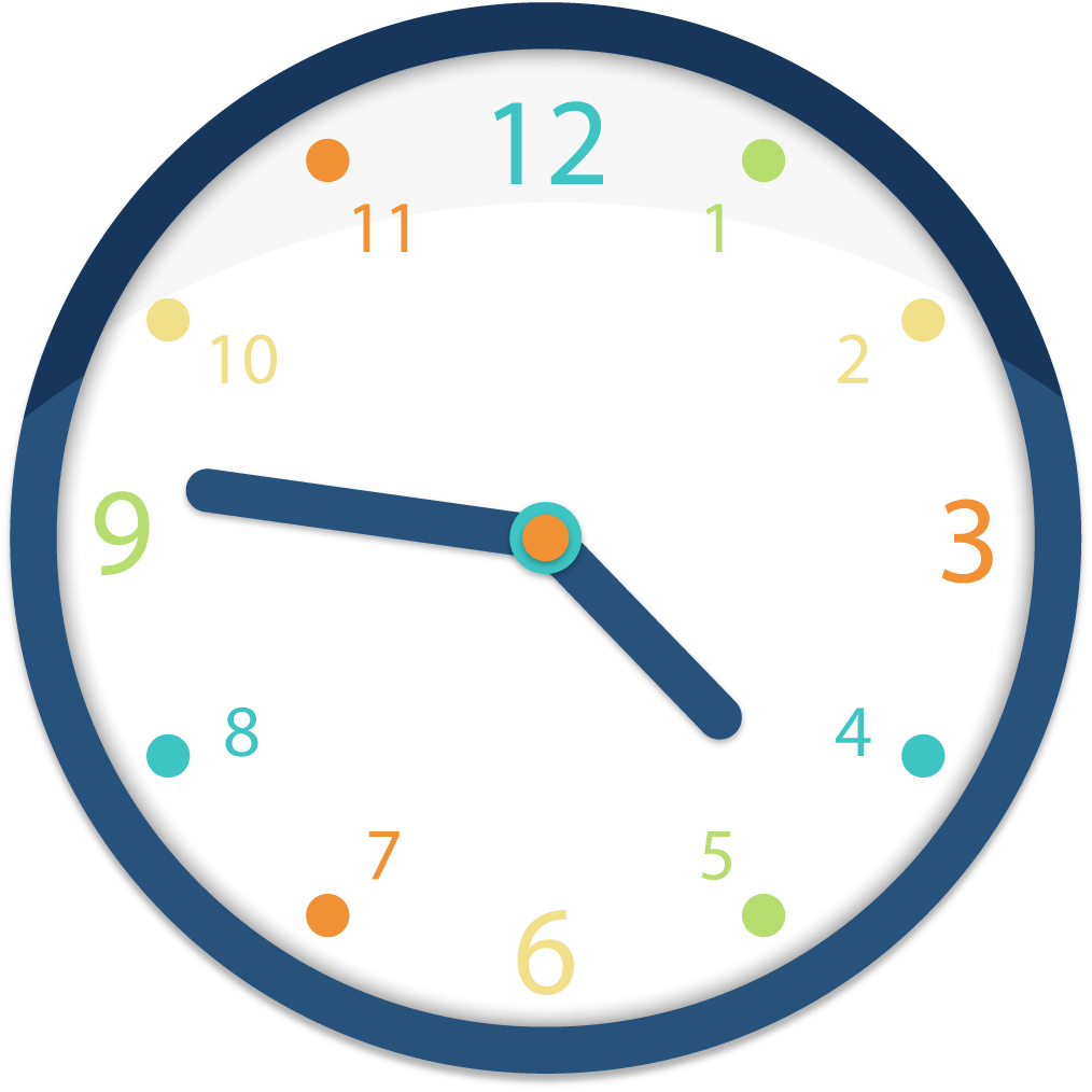 Colorful Simple Wall Clock Clipart PNG image