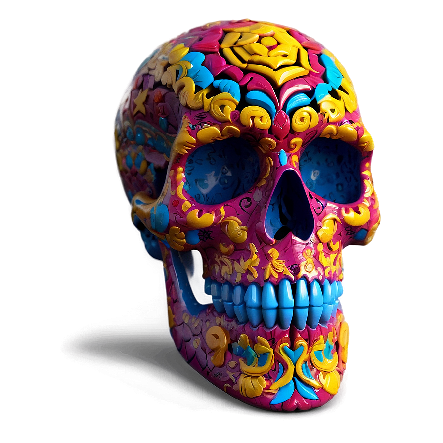 Colorful Skull Face Artwork Png Kua PNG image