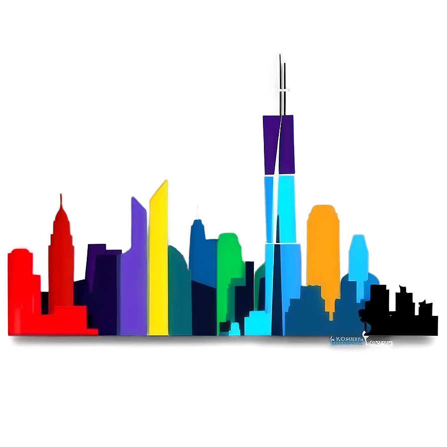 Colorful Skyline Art Png 06202024 PNG image