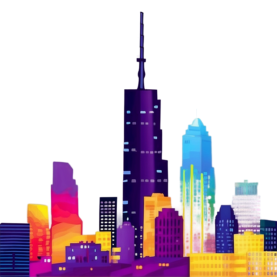 Colorful Skyline Art Png 06202024 PNG image