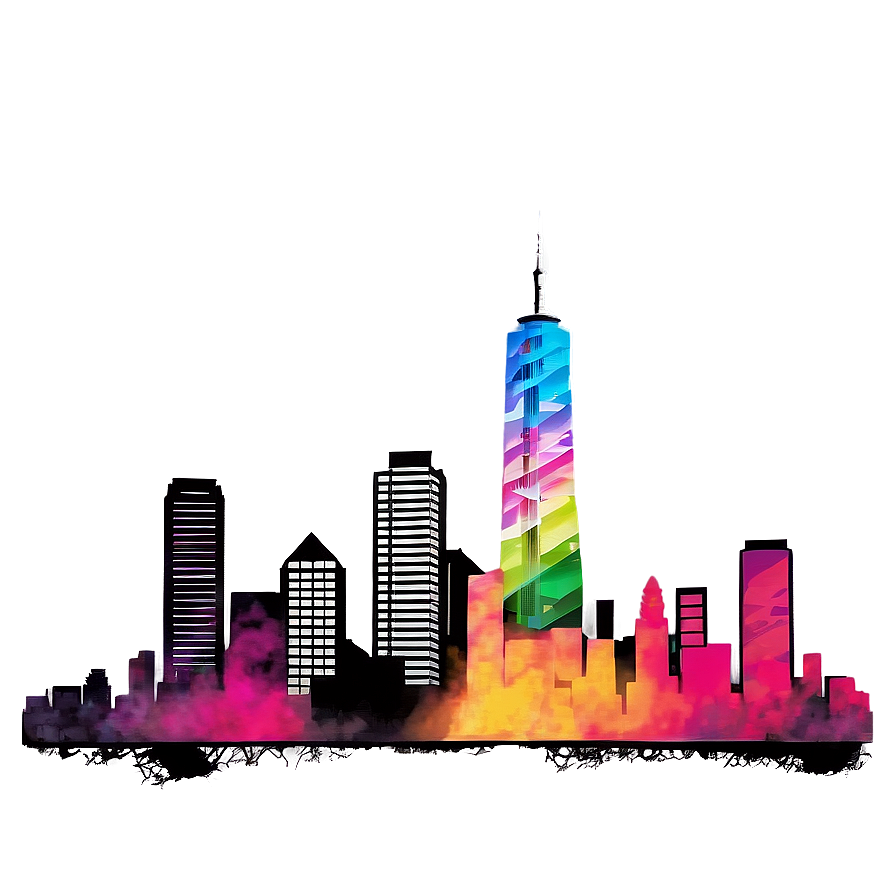 Colorful Skyline Art Png Udc57 PNG image