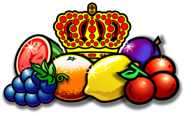 Colorful Slot Machine Fruit Symbols Crown PNG image