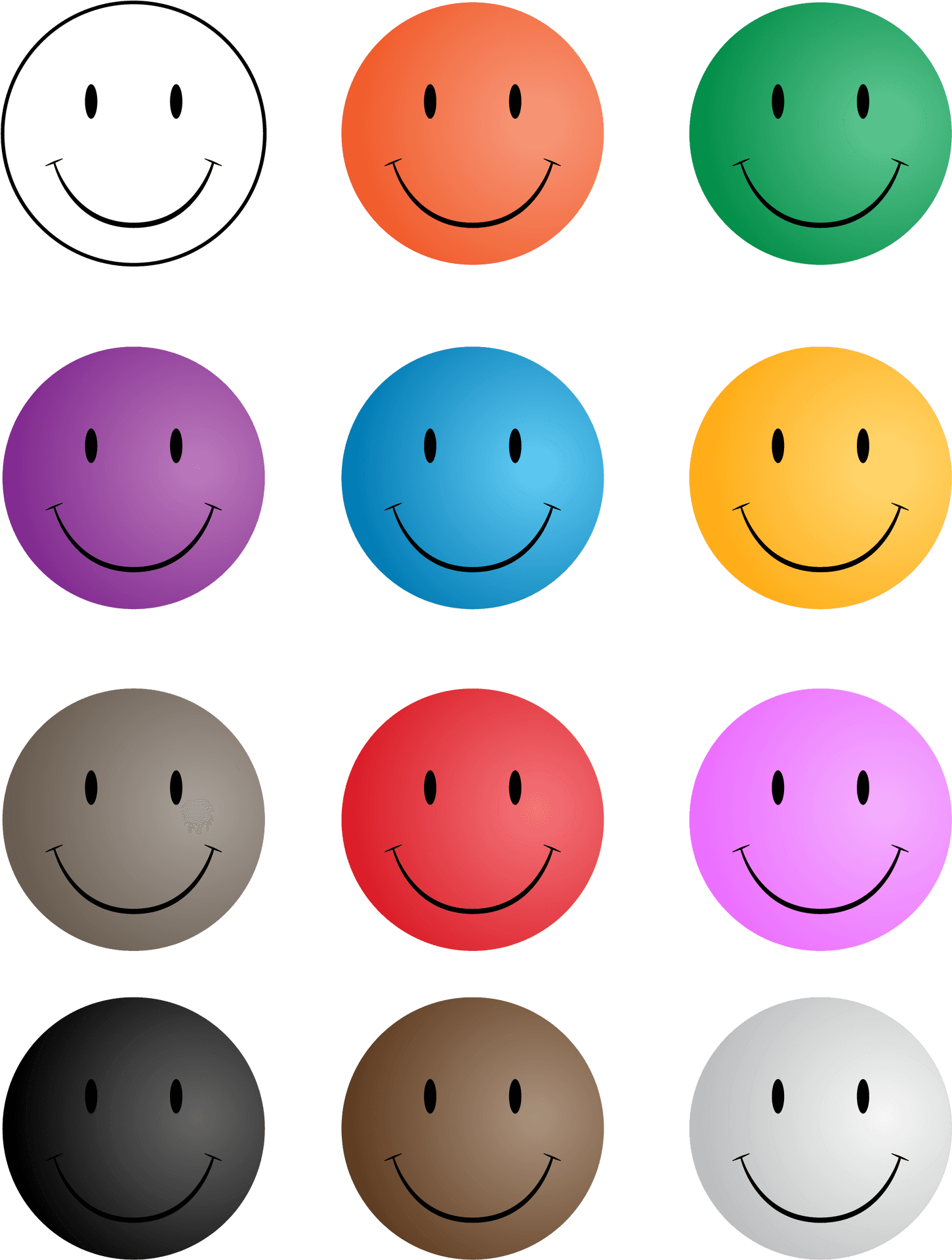 Colorful Smiley Faces Array PNG image