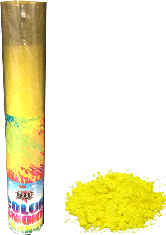 Colorful Smoke Canisterand Yellow Powder PNG image